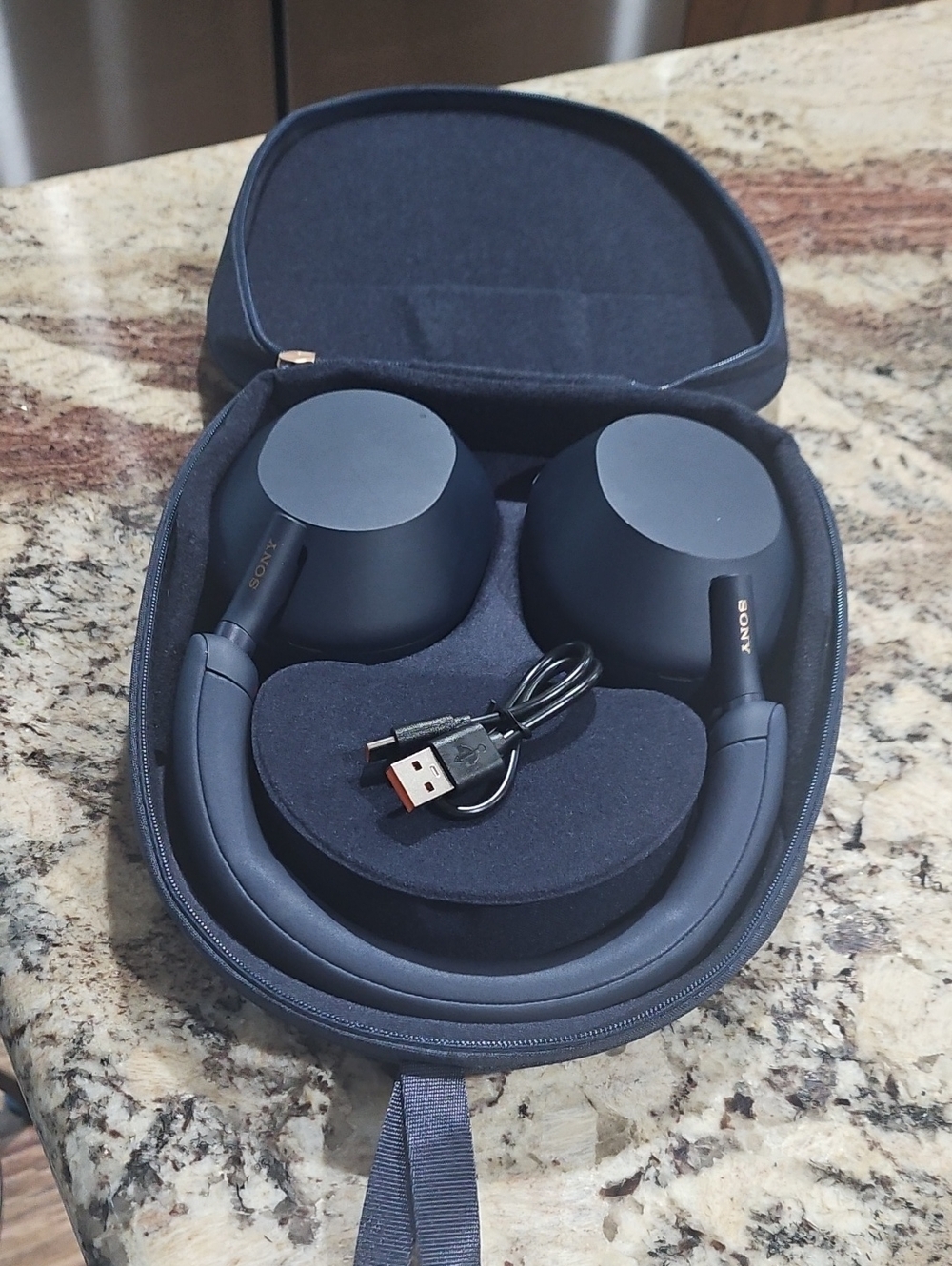 Sony Over-Ear Headphones in Navy Blue with Carry Case